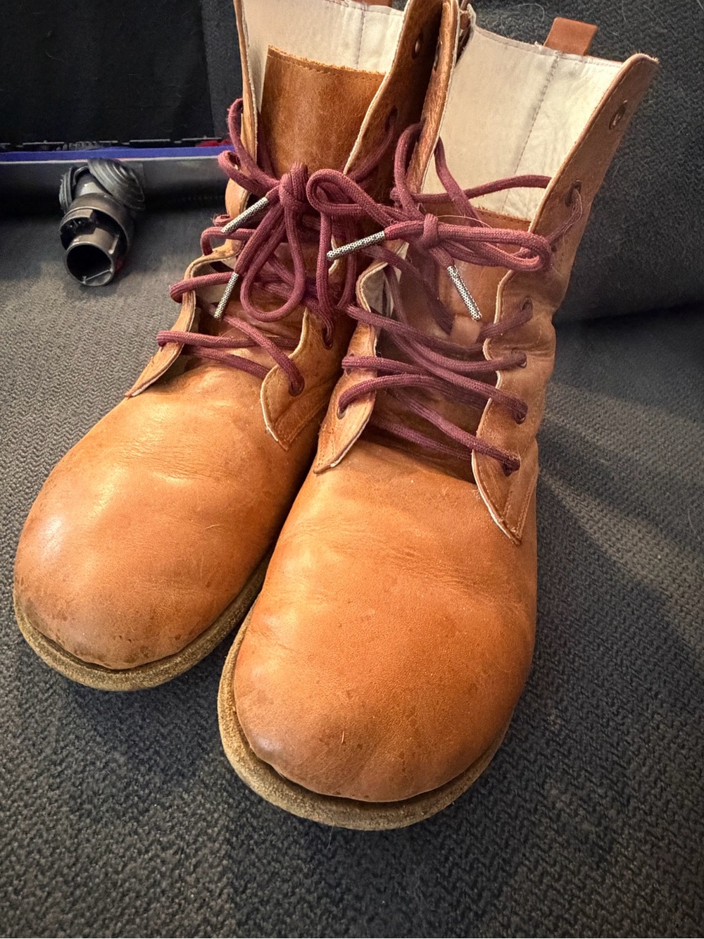 Earthing Harmony Leather Lace-Up Boots with Burgundy earthing grounding barefoot